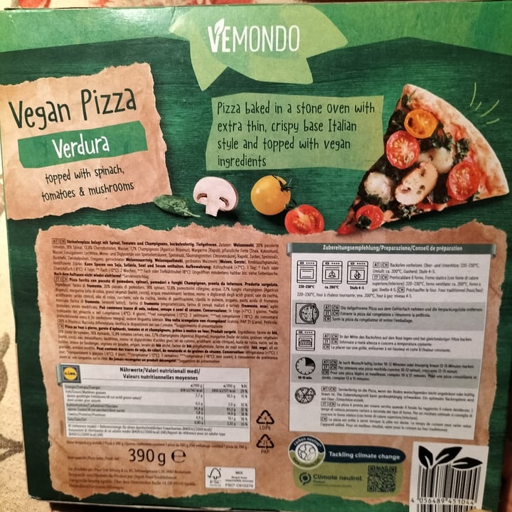 photo of Vemondo  vegan pizza shared by @filippo45 on  25 Jan 2023 - review