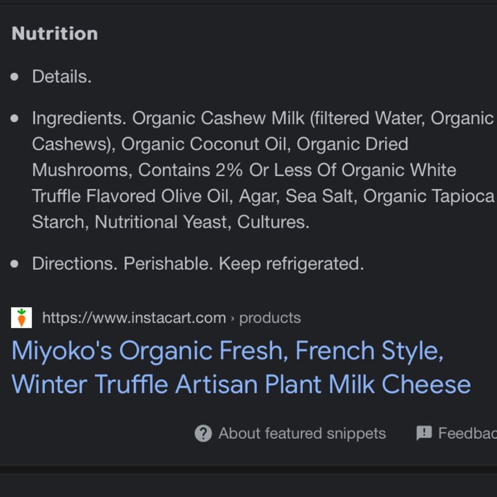 photo of Miyoko's Creamery French Style Winter Truffle Cashew Milk Cheese shared by @knorthway on  27 Apr 2023 - review