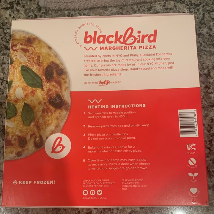 photo of Blackbird Foods Pizza Margherita shared by @friendlyvegan on  18 Dec 2022 - review