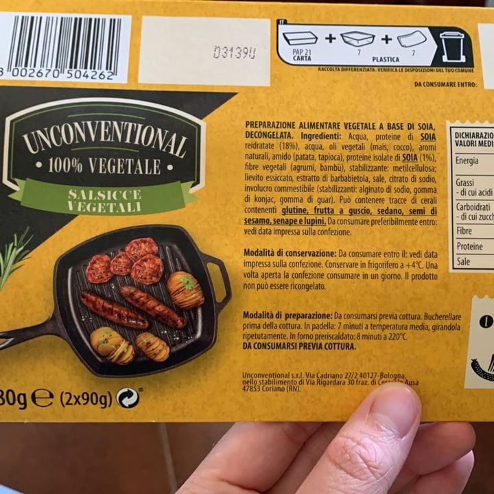 photo of Unconventional Salsicce Vegetali - Sausages shared by @pennydea4ever on  05 Jul 2023 - review