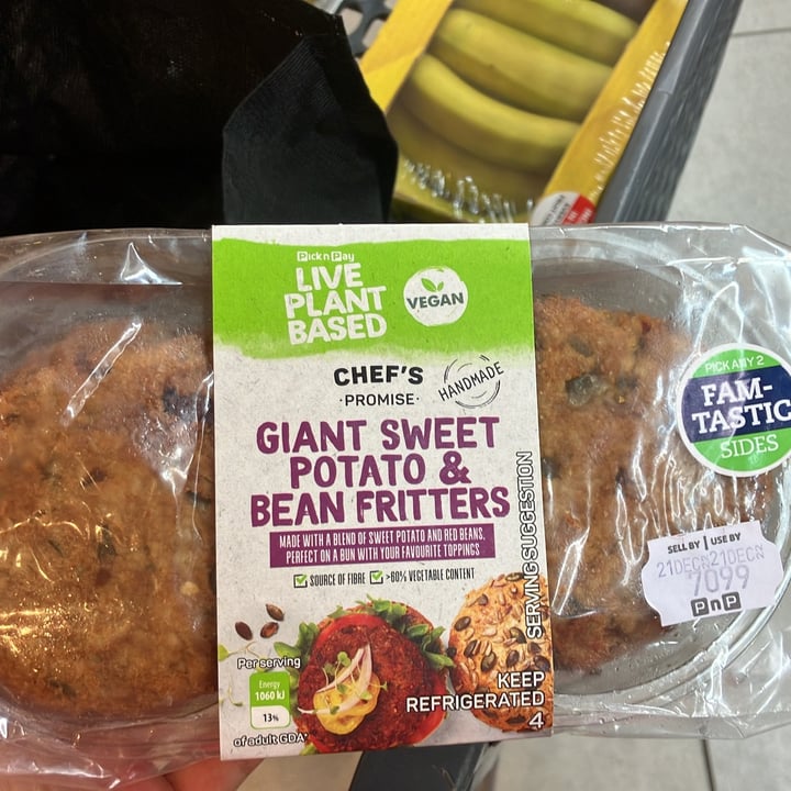 photo of Pick&Pay Live Plant based Giant sweet potato and bean fritters shared by @miapretorius on  21 Dec 2022 - review