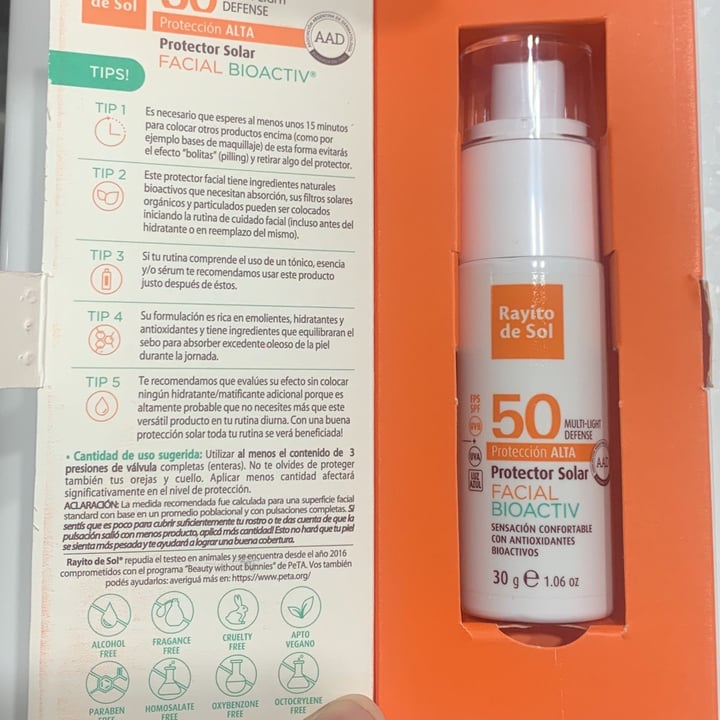 photo of Rayito de Sol Protector solar facial bioactiv shared by @hippysunflower on  02 Jan 2023 - review