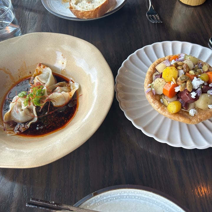 photo of Chi brussel sprouts, spicy truffle wontons, carrot tart, bbq oyster mushroom skewer shared by @premkanti on  26 May 2023 - review