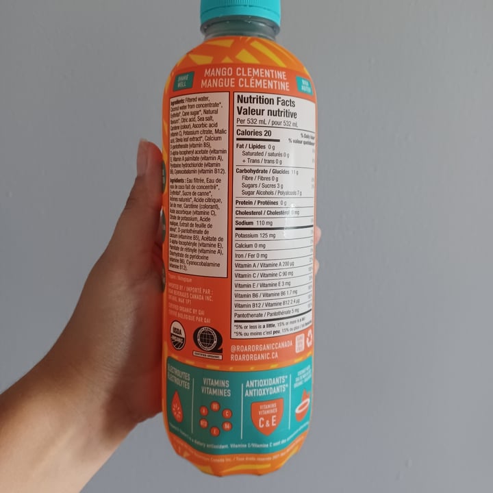 photo of Roar organic Mango Clementine Electrolyte Infusions shared by @fpalazzo on  08 Aug 2023 - review