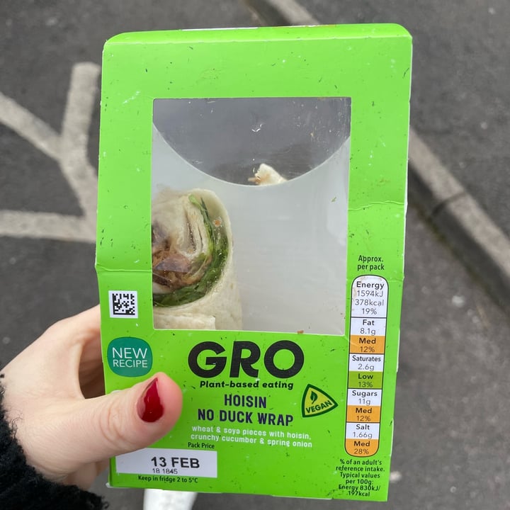 photo of GRO Hoisin Du'k Wrap shared by @lucyjseward on  13 Feb 2023 - review