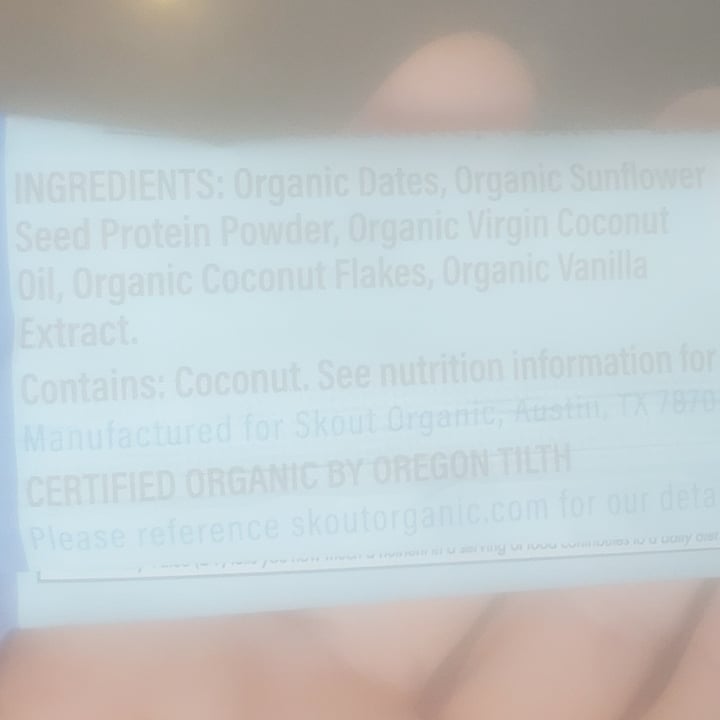 photo of Skout Organic Coconut Vanilla - 10g Protein Bar shared by @brtjohns on  30 Jun 2023 - review