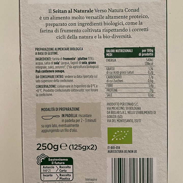 photo of Verso Natura Conad Veg Seitan al Naturale shared by @angievegetableslover on  05 Jun 2023 - review