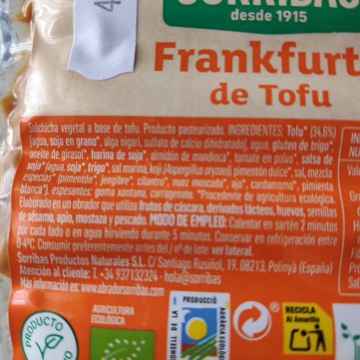 photo of Sorribas Frankfurts de tofu shared by @lafleur on  08 Jul 2023 - review