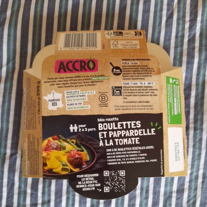 photo of Accro Boulettes 100% végétales shared by @alice50 on  30 Jun 2023 - review