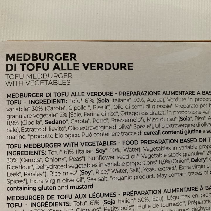 photo of Mediterranea BioVeg Medburger di Tofu alle Verdure shared by @al-ma on  25 Jan 2023 - review