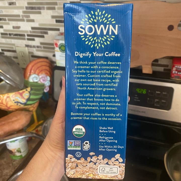 photo of Sown Organic Oat Creamer Unsweetened shared by @thedarktower on  07 Feb 2023 - review