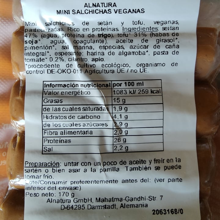 photo of Alnatura Vegane Mini Wiener aus Seitan & Tofu shared by @sym on  26 Feb 2023 - review