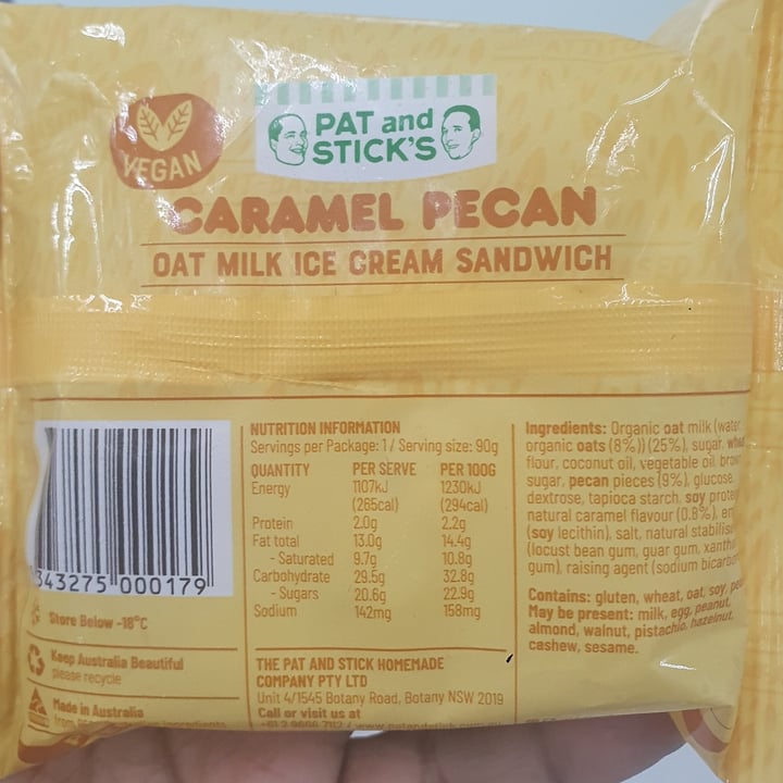 The Pat and Stick Homemade Co. Oat Milk Caramel Pecan Ice Cream ...