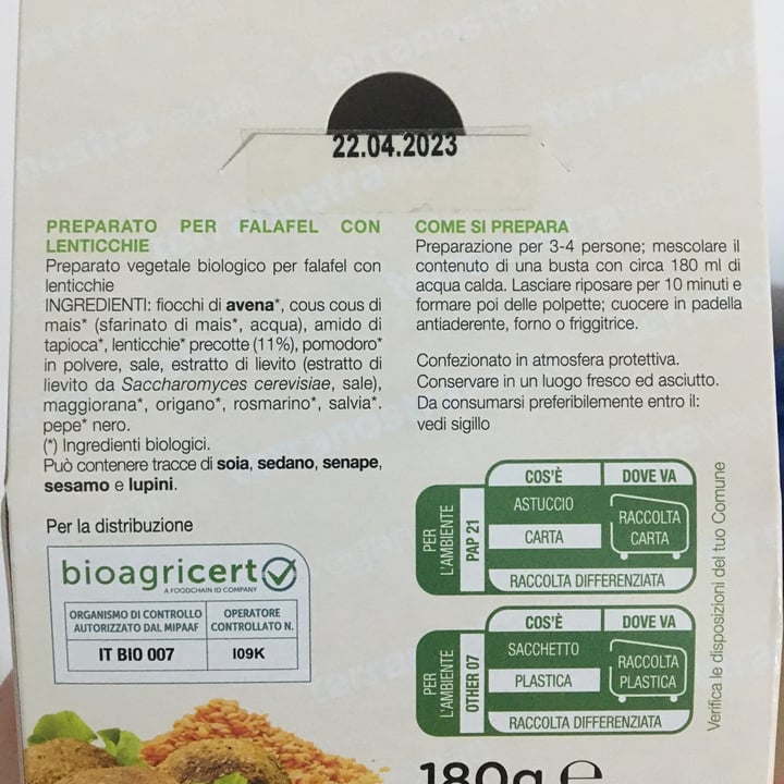 photo of Terranostra Vegan Preparato per falafel con lenticchie shared by @huliet on  07 Jan 2023 - review