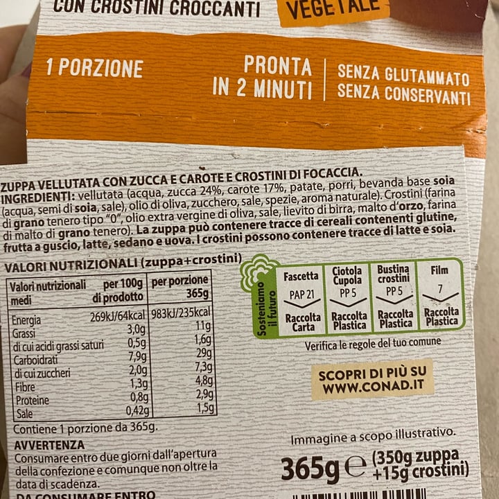 photo of Conad Vellutata di zucca e carote shared by @elisadm on  18 Mar 2023 - review