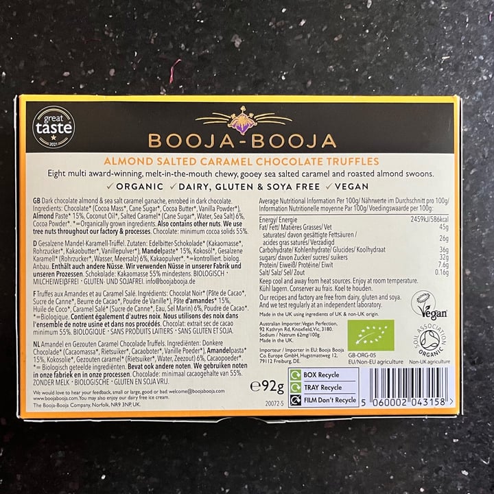 photo of Booja-Booja almond salted caramel chocolate truffles shared by @sianski on  29 Mar 2023 - review