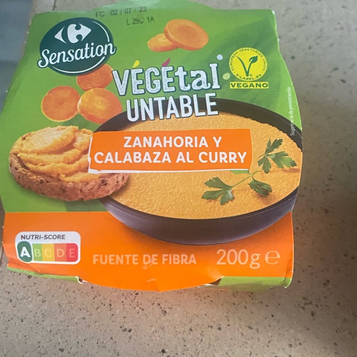 photo of Carrefour Sensation vegetal untable zanahoria y calabaza al curry shared by @susana01 on  14 Jun 2023 - review