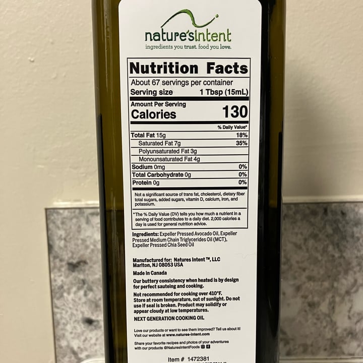 photo of Nature's Intent Nature’s Omega-3 Cooking Oil shared by @tamirizg on  11 Aug 2023 - review