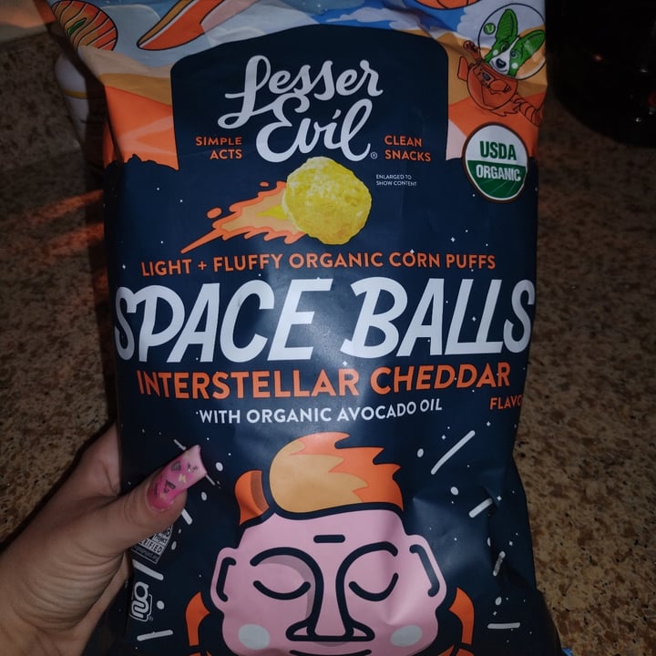 photo of Lesser Evil Snacks Space Balls Interstellar Cheddar shared by @alyssaa on  28 May 2023 - review