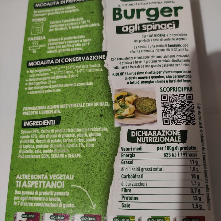 photo of Kioene Gli Essenziali Burger agli Spinaci shared by @norissa on  08 Jan 2023 - review