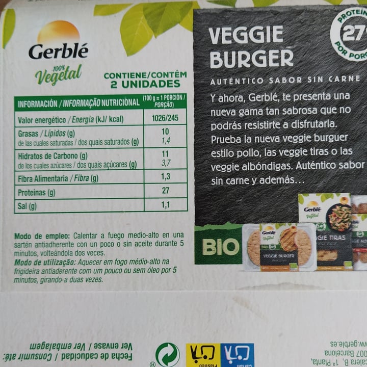 photo of Gerblé Veggie burger shared by @marinasnchez on  22 Apr 2023 - review