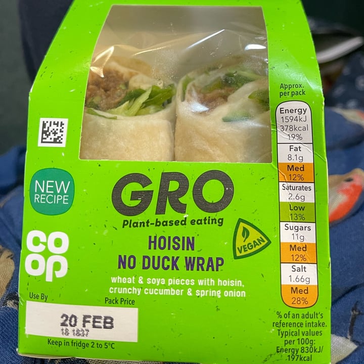 photo of GRO Hoisin Du'k Wrap shared by @beefriendlyvegan on  26 Feb 2023 - review