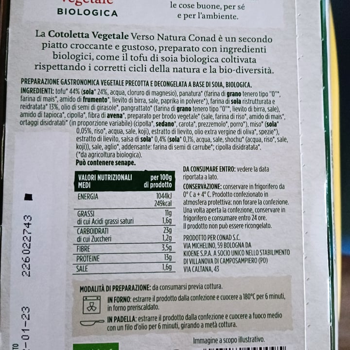 photo of Verso Natura Conad Veg Cotoletta Vegetale Biologica shared by @sammy2001 on  20 Jan 2023 - review