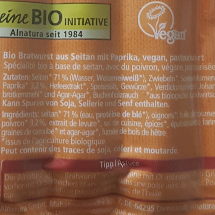 photo of Alnatura vegane Bratwurst aus Seitan shared by @ali-ve-gan on  06 May 2023 - review