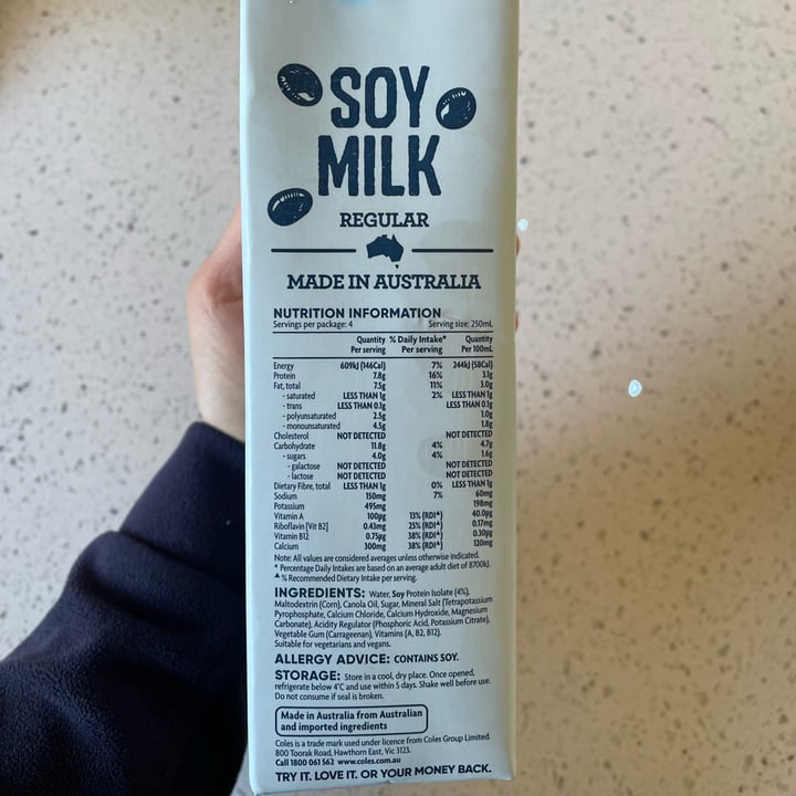 photo of Coles Soy Milk shared by @izzyrosemary on  10 Mar 2023 - review