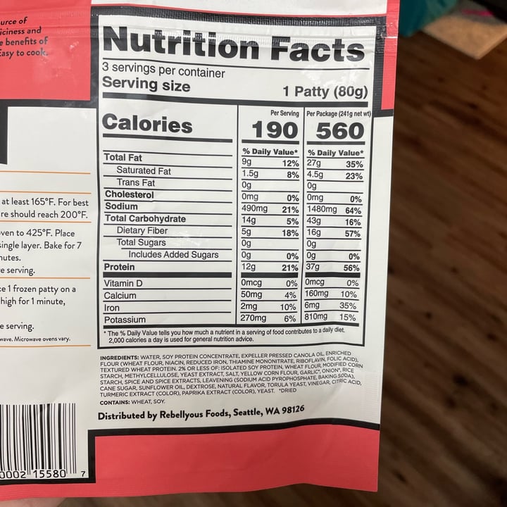 photo of Rebellyous Foods Plant-based Patties shared by @lisseatsplants on  11 Mar 2023 - review