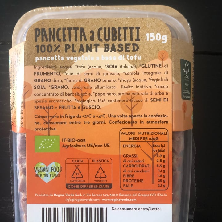 photo of Regina Verde pancetta a cubetti 100% plant based shared by @fatimars on  03 Feb 2023 - review