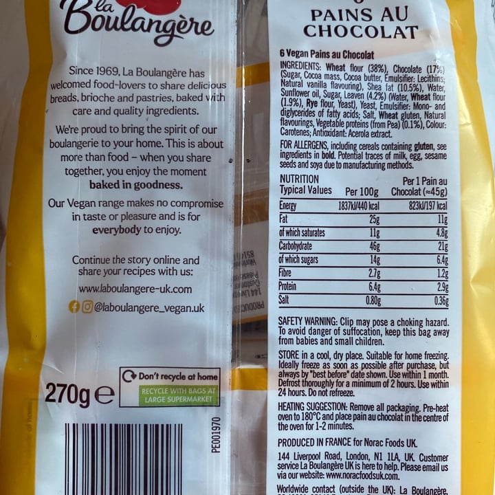 photo of La Boulangère 6 Pains Au Chocolate shared by @kathylg8 on  06 Feb 2023 - review