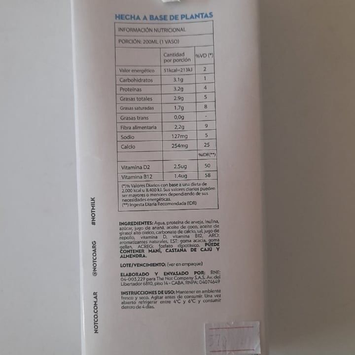 photo of NotCo Not Milk 2% Reduced Fat shared by @arissz on  27 Feb 2023 - review