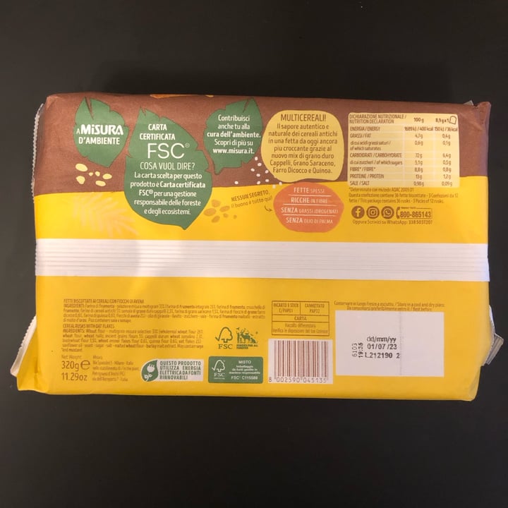 photo of Misura Fette Biscottate ai Cereali Antichi - Multigrain shared by @andrea76 on  18 Dec 2022 - review