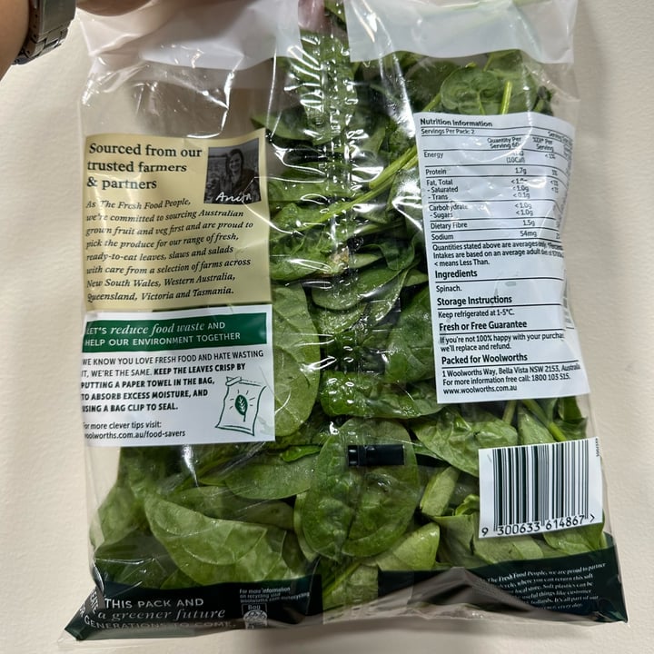 photo of Woolworths Food Baby leaf spinach shared by @piggy-egg on  16 Feb 2023 - review