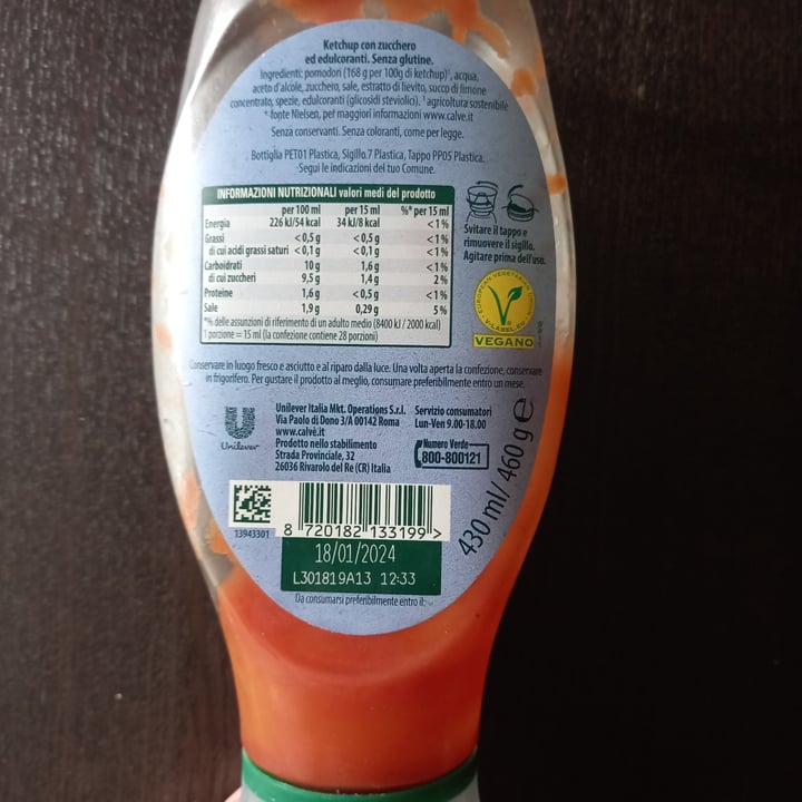 photo of Calvé Ketchup -45% di zuccheri shared by @beatricemv on  23 May 2023 - review