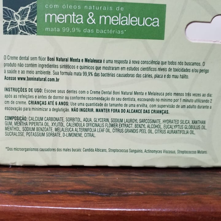 photo of Boni natural creme dental com óleos naturais menta e melaleuca shared by @taniasantana on  16 Feb 2023 - review