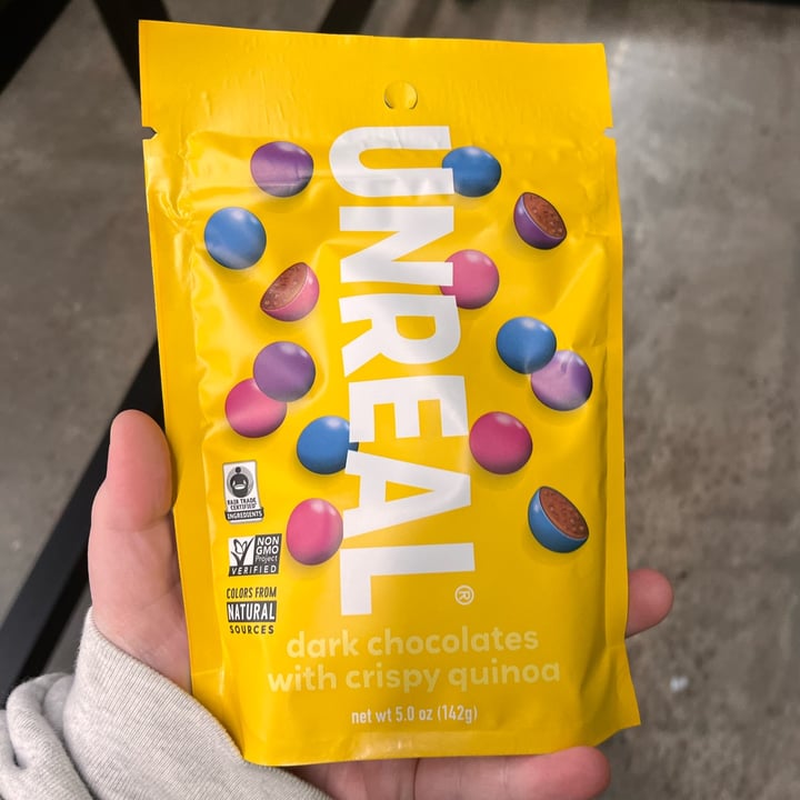 photo of UNREAL Dark Chocolate Gems with Crispy Quinoa shared by @thebkvegans on  11 May 2023 - review