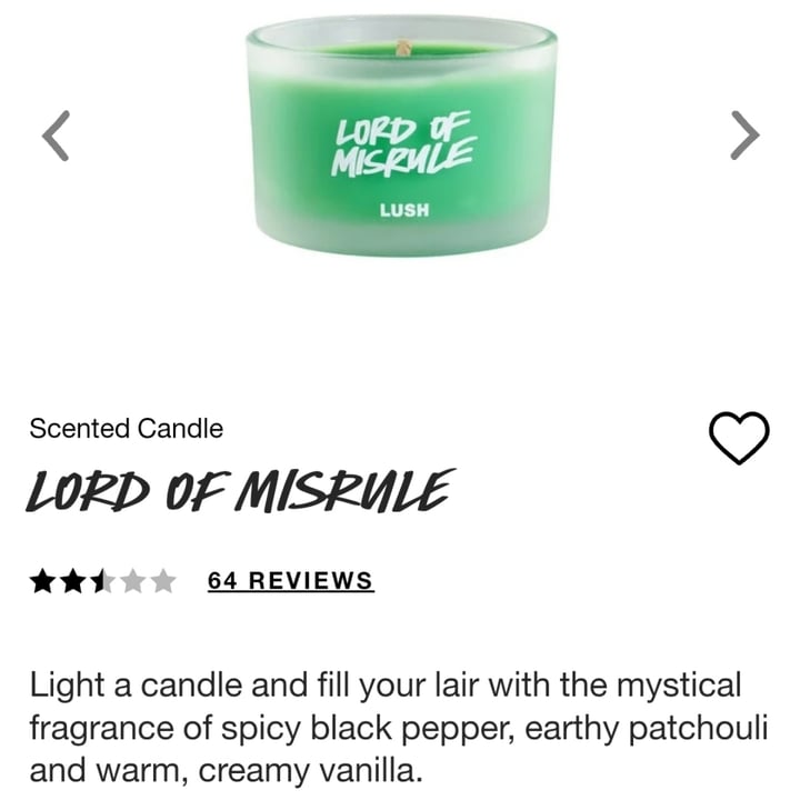 photo of LUSH Fresh Handmade Cosmetics Lord of Misrule Candle shared by @bocca on  20 Mar 2023 - review