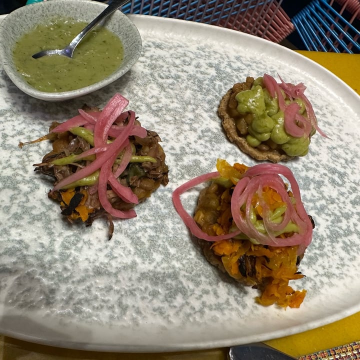 photo of Trajinera At Xcaret Trio De Sopes Yaca, Haba Y Tinga De Zanahoria shared by @majesticvegan on  29 May 2023 - review