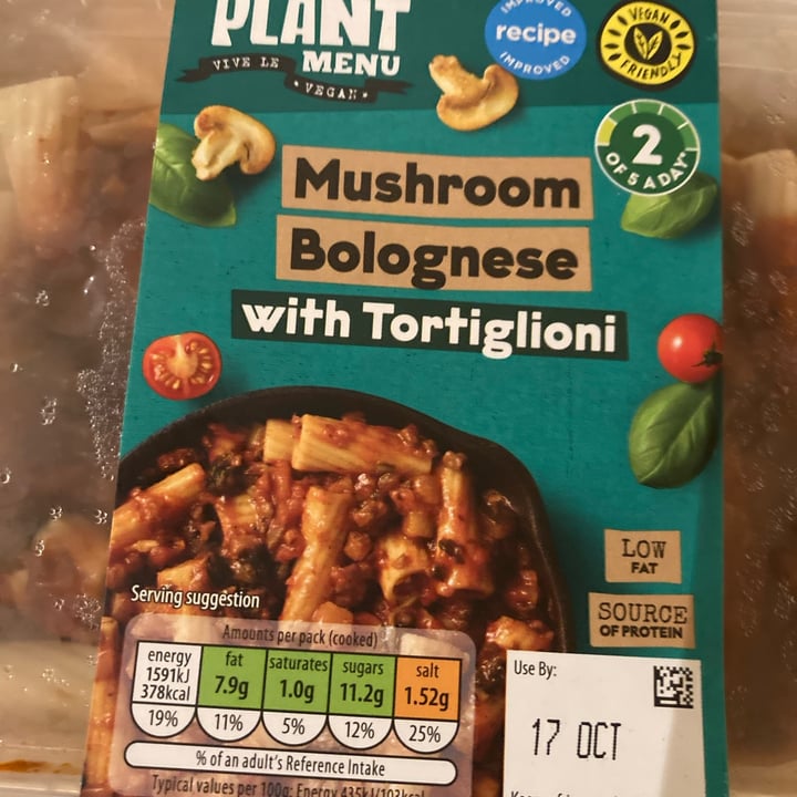 photo of Plant Menu Mushroom Bolognese with Tagliatelle shared by @chrisb77 on  05 Feb 2023 - review