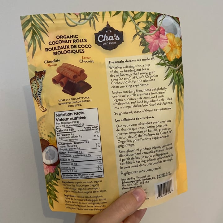 photo of Cha's Organics Organic Coconut Rolls - Chocolate shared by @veggie-meg on  02 Jun 2023 - review
