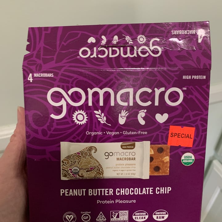 photo of GoMacro Protein Pleasure - Peanut Butter Chocolate Chip shared by @onehungryvegan on  10 Mar 2023 - review