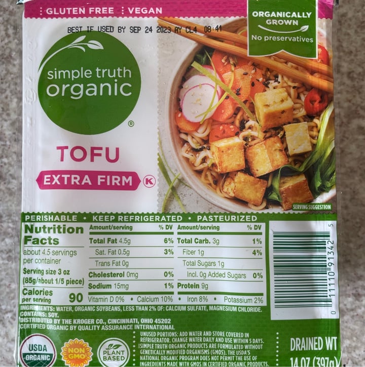 photo of Simple Truth Extra Firm Tofu shared by @dentalandlentils on  14 Aug 2023 - review