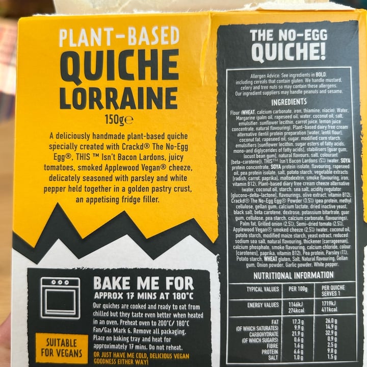 photo of Crackd Cracked quiche Lorraine shared by @veganarian-yogi on  08 Jun 2023 - review