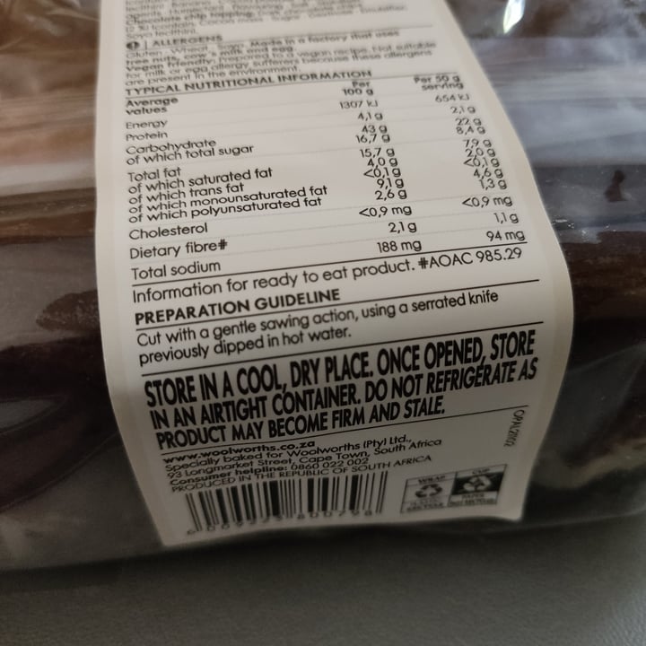 photo of Woolworths Food Chocolate Chip Loaf shared by @space999sailor on  04 Feb 2023 - review
