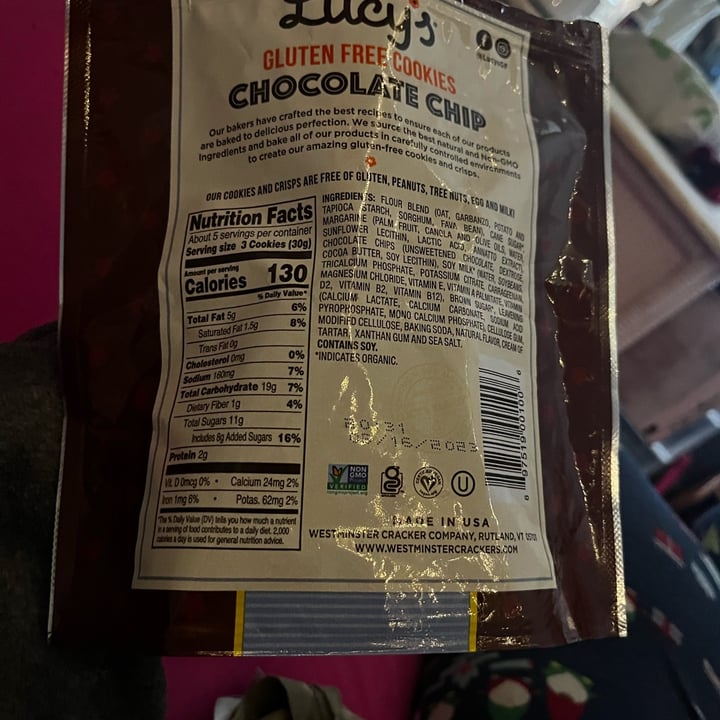 photo of Lucy’s Chocolate Chip Gluten Free Cookies shared by @vegancheese on  16 Feb 2023 - review