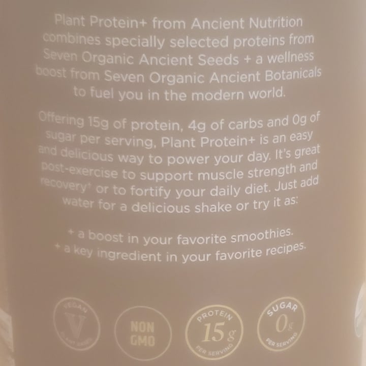 photo of Ancient Nutrition Plant protein+ chocolate shared by @brtjohns on  27 Jan 2023 - review