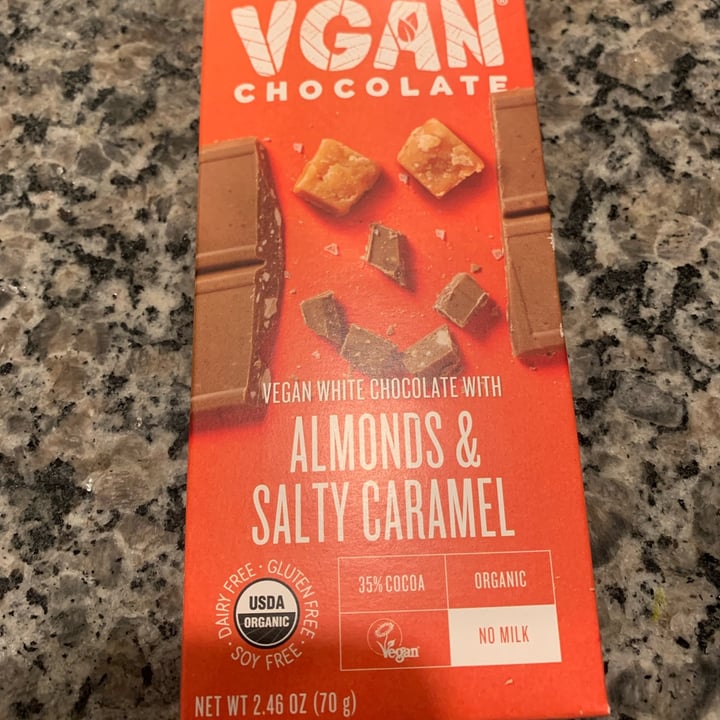 photo of VGAN Chocolate Vegan White Chocolate With Almonds And Salty Caramel shared by @friendlyvegan on  05 Mar 2023 - review