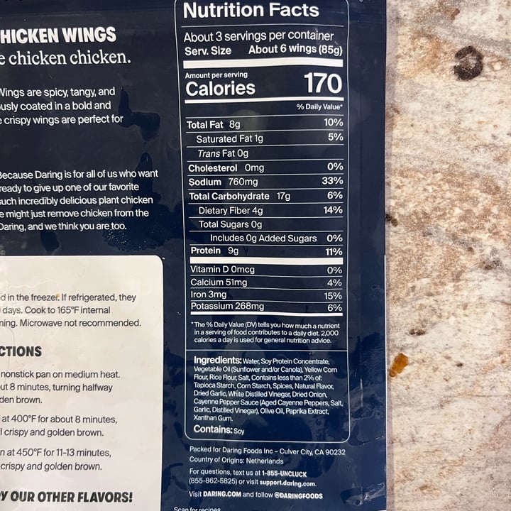 photo of Daring Buffalo Plant Chicken Wings shared by @dianna on  23 Jun 2023 - review